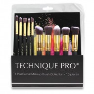 Technique® PRO Luksus Makeupbørster, Gold edition - 10 stk